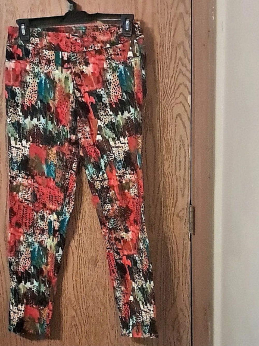 Soft Surroundings Abstract Skinny Pants in Red & Blue Medium